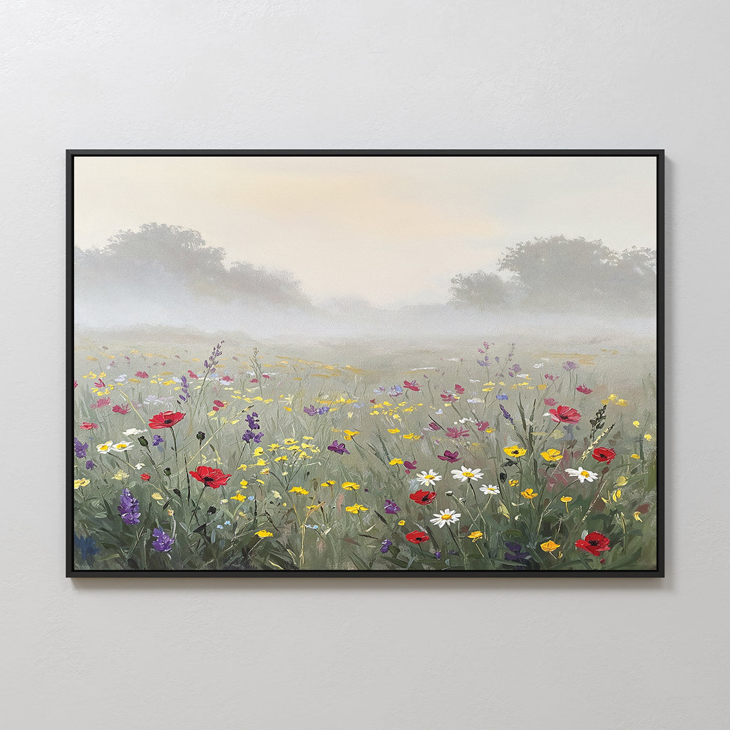 Whispers Through the Wildflowers Canvas Print – green botanical canvas wall art print by Aspire Prints