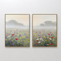 Wildflower Whispers at Dawn – Set of 2 Canvas Prints set of 2 – green botanical canvas wall art by Aspire Prints