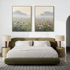 Wildflower Whispers at Dawn – Set of 2 Canvas Prints set of 2 – green botanical canvas wall art by Aspire Prints