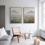 Wildflower Whispers at Dawn – Set of 2 Canvas Prints set of 2 – green botanical canvas wall art by Aspire Prints