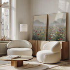 Wildflower Whispers at Dawn – Set of 2 Canvas Prints set of 2 – green botanical canvas wall art by Aspire Prints