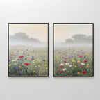 Wildflower Whispers at Dawn – Set of 2 Canvas Prints set of 2 – green botanical canvas wall art by Aspire Prints