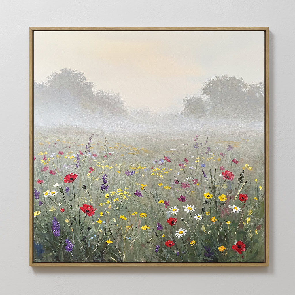Whispers of the Wildflower Field – green botanical canvas wall art print by Aspire Prints