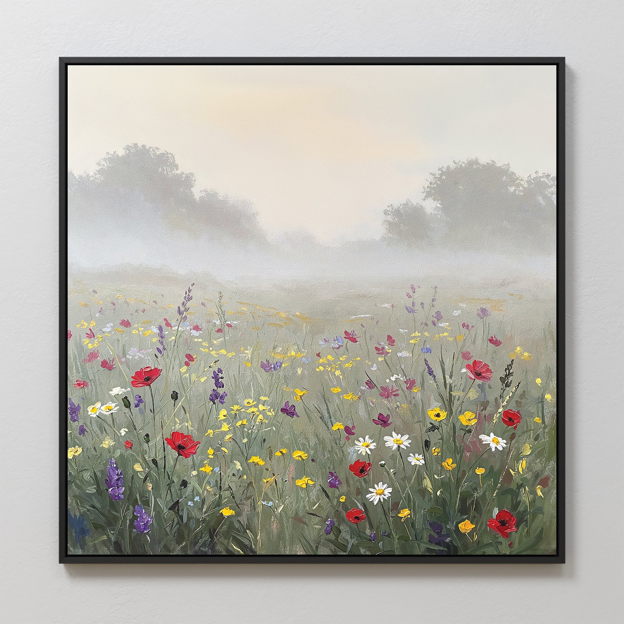 Whispers of the Wildflower Field – green botanical canvas wall art print by Aspire Prints