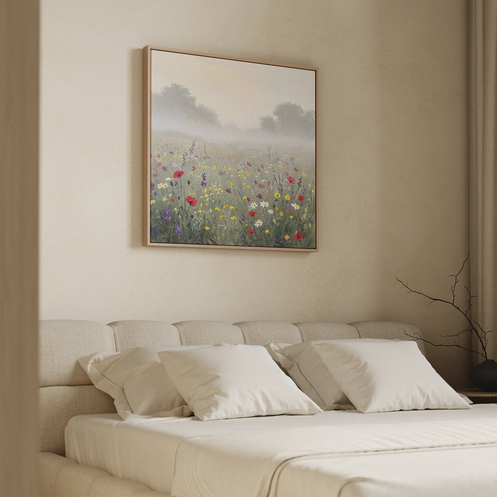 Whispers of the Wildflower Field – green botanical canvas wall art print by Aspire Prints