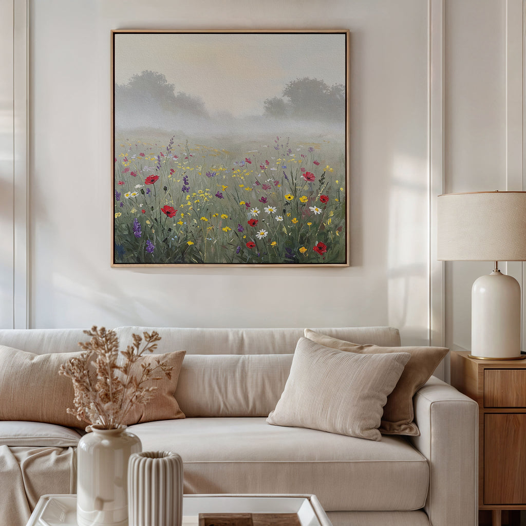 Whispers of the Wildflower Field – green botanical canvas wall art print by Aspire Prints