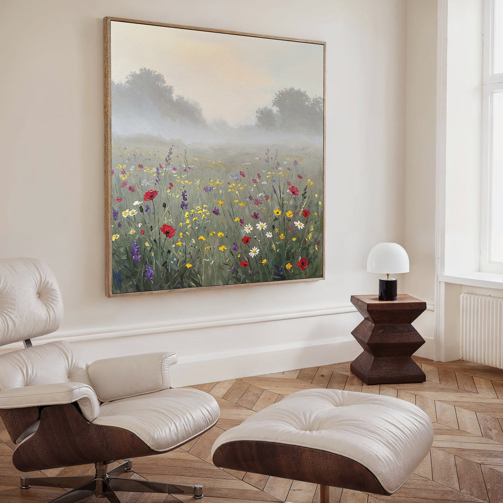 Whispers of the Wildflower Field – green botanical canvas wall art print by Aspire Prints
