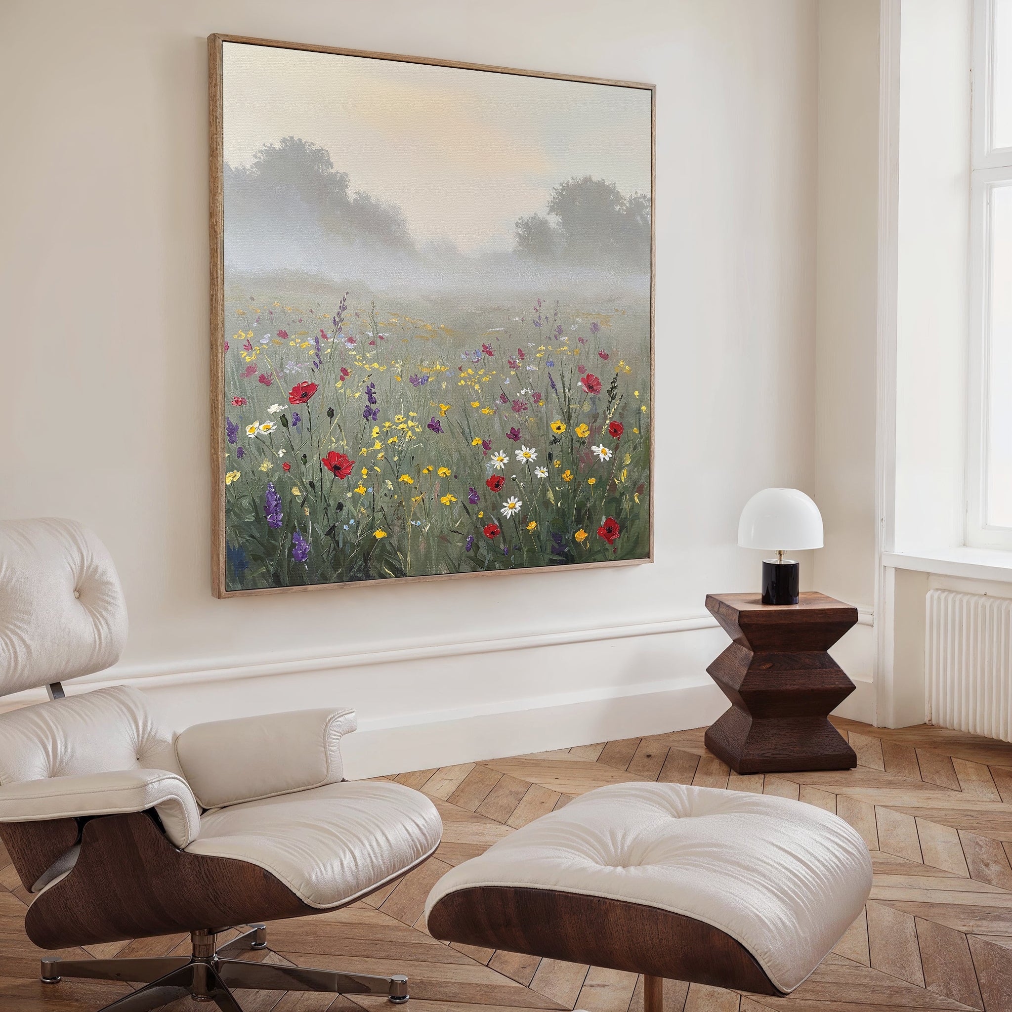 Whispers of the Wildflower Field – green botanical canvas wall art print by Aspire Prints