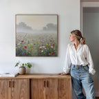 Whispers of the Wildflower Field – green botanical canvas wall art print by Aspire Prints