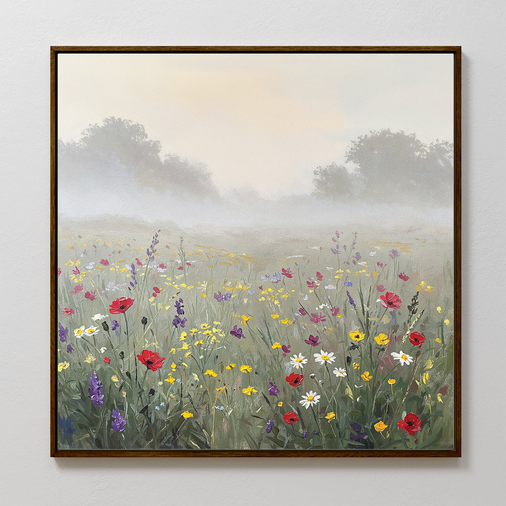 Whispers of the Wildflower Field – green botanical canvas wall art print by Aspire Prints