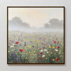 Whispers of the Wildflower Field – green botanical canvas wall art print by Aspire Prints