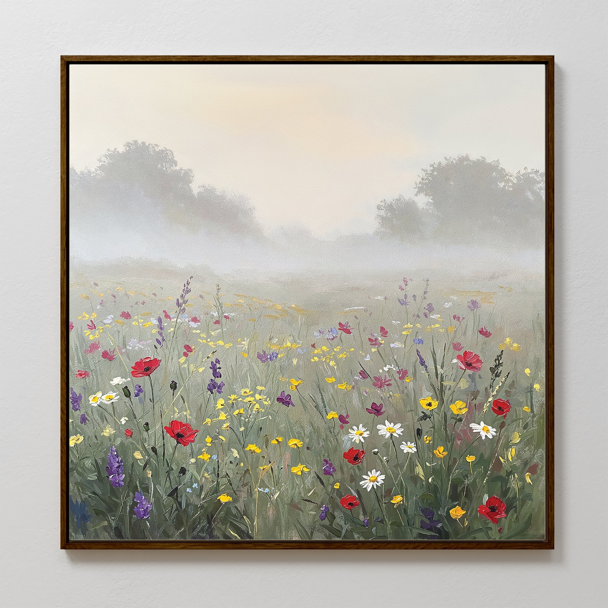Whispers of the Wildflower Field – green botanical canvas wall art print by Aspire Prints