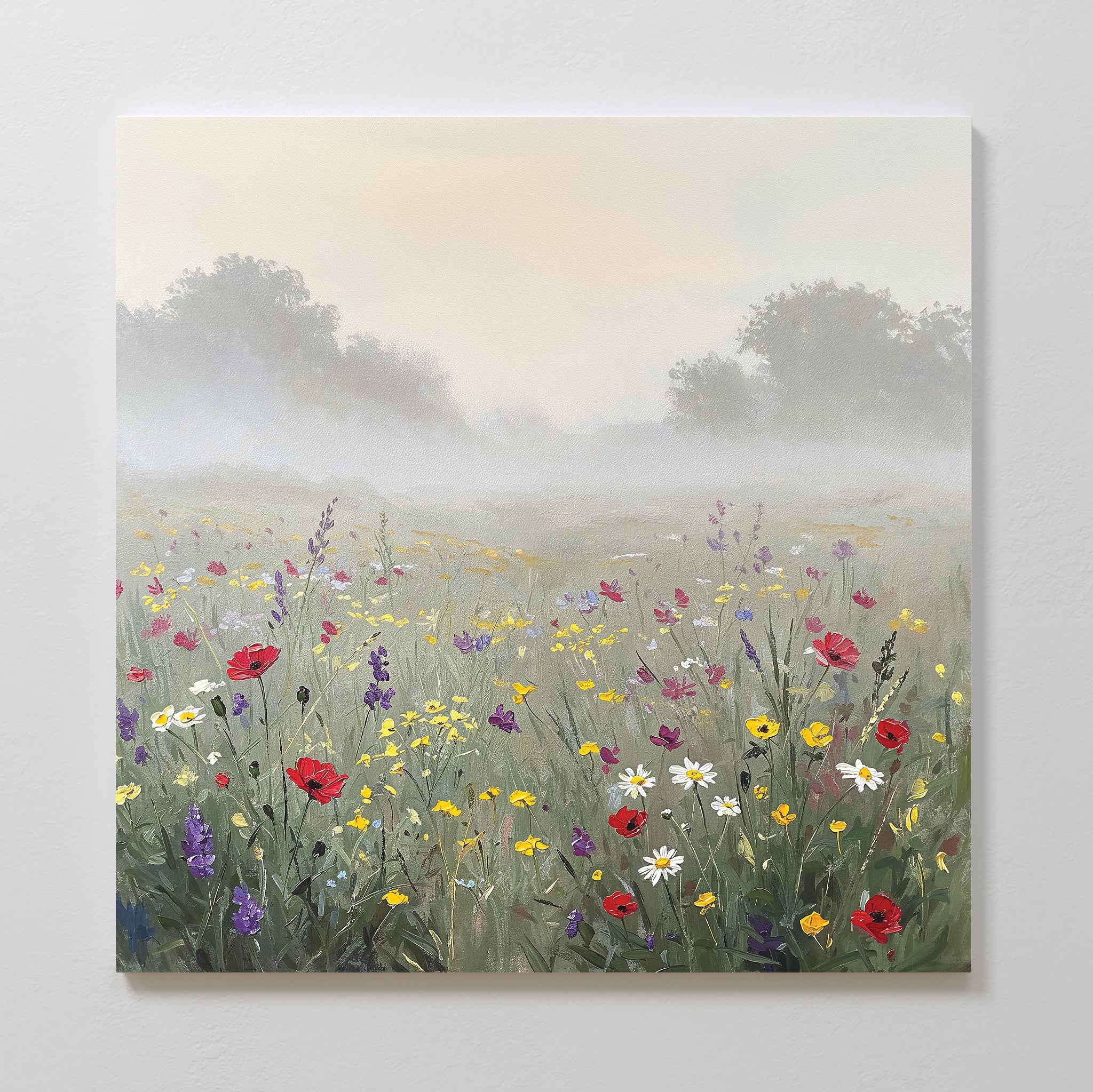 Whispers of the Wildflower Field – green botanical canvas wall art print by Aspire Prints