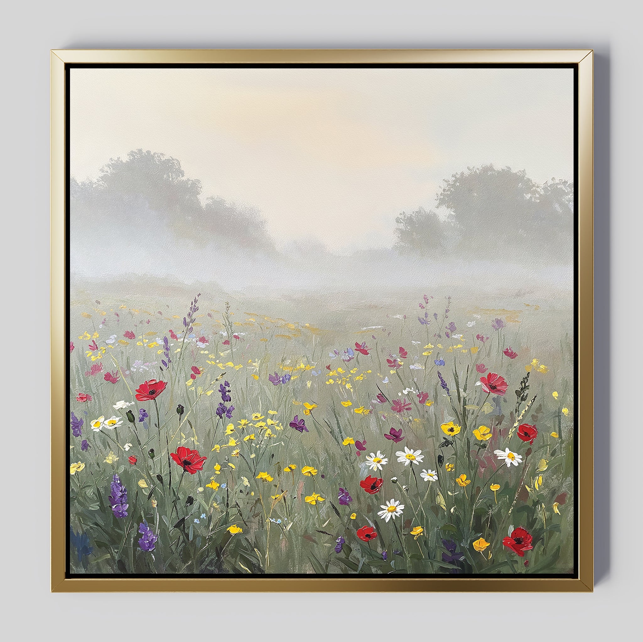 Whispers of the Wildflower Field – green botanical canvas wall art print by Aspire Prints