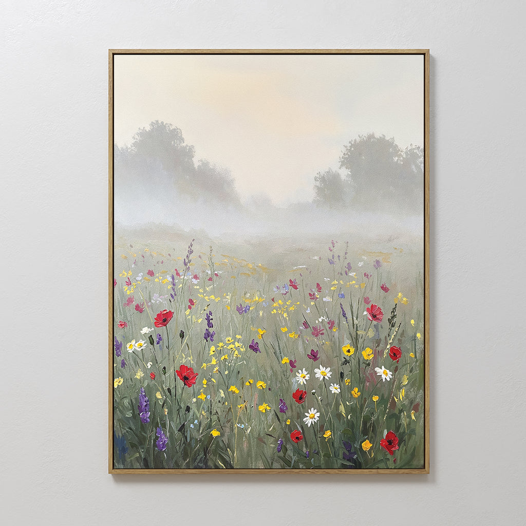 Whispers in the Wildflowers – green botanical canvas wall art print by Aspire Prints