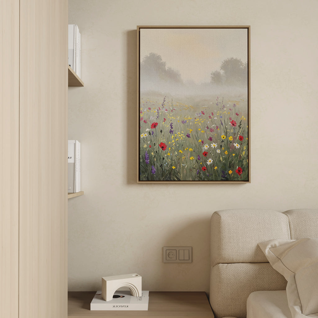 Whispers in the Wildflowers – green botanical canvas wall art print by Aspire Prints