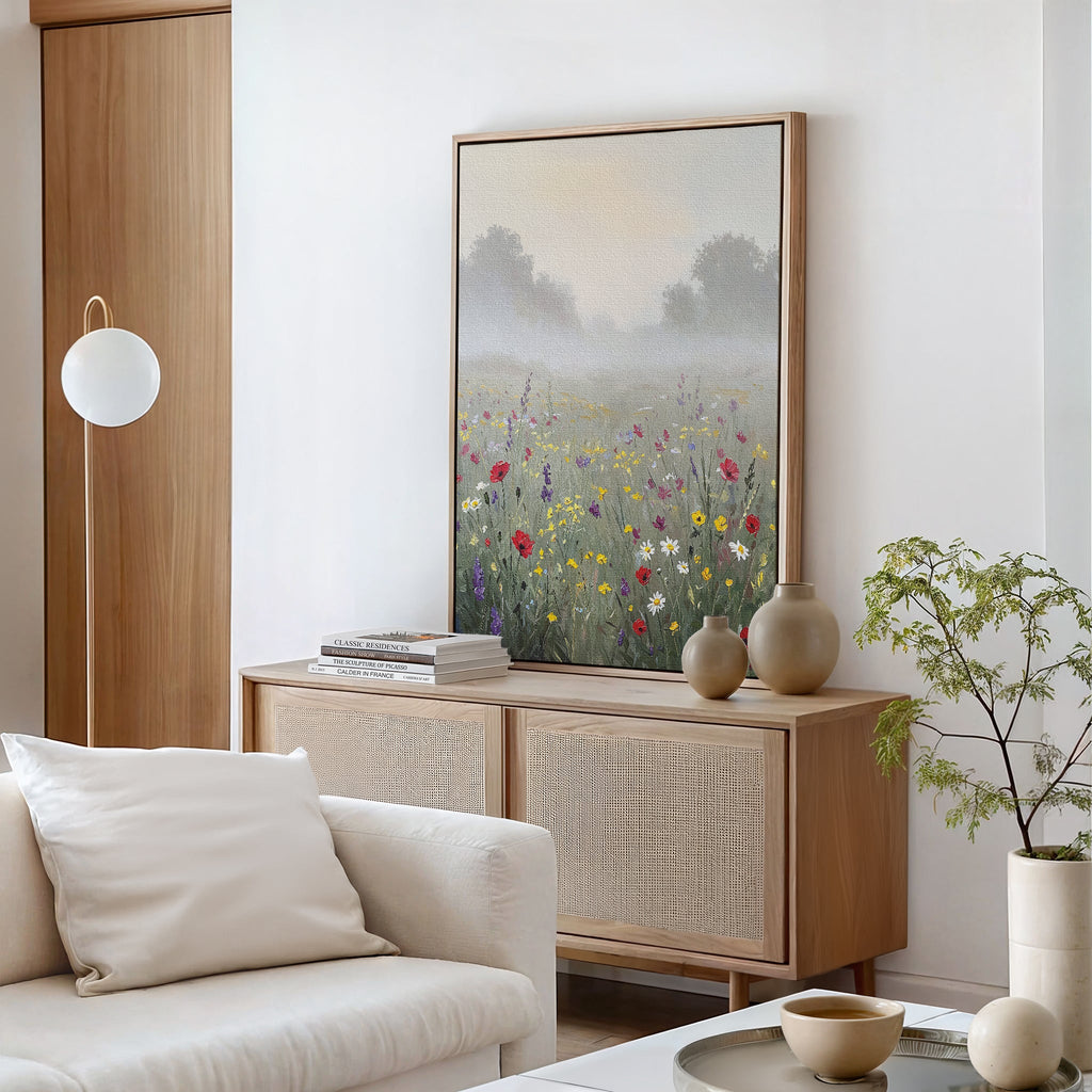 Whispers in the Wildflowers – green botanical canvas wall art print by Aspire Prints