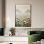 Whispers in the Wildflowers – green botanical canvas wall art print by Aspire Prints