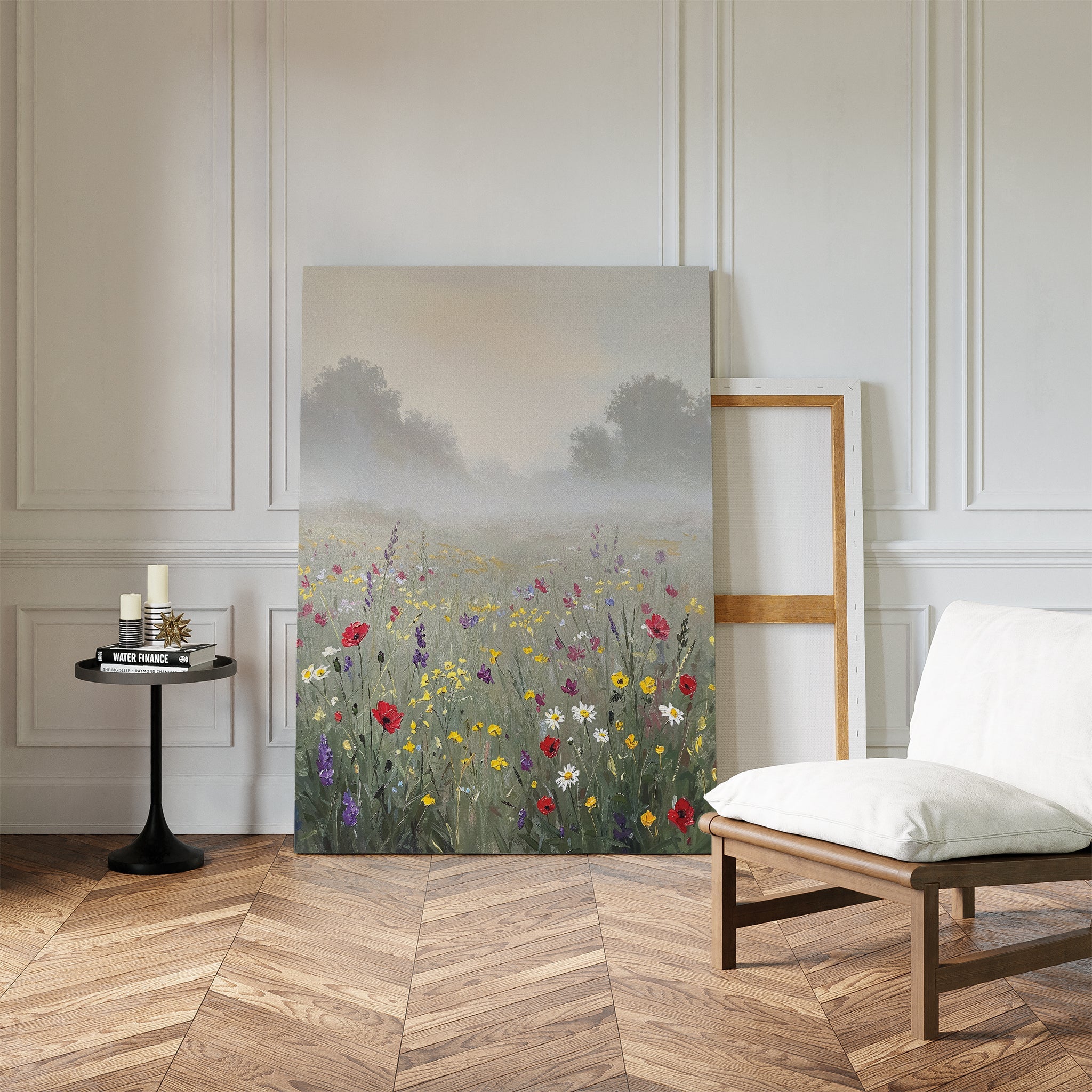 Whispers in the Wildflowers – green botanical canvas wall art print by Aspire Prints