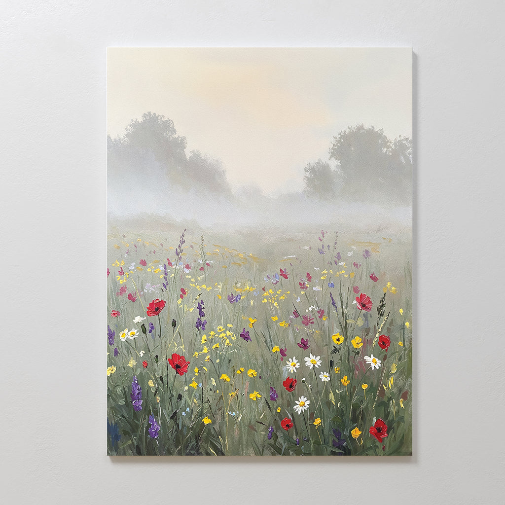 Whispers in the Wildflowers – green botanical canvas wall art print by Aspire Prints