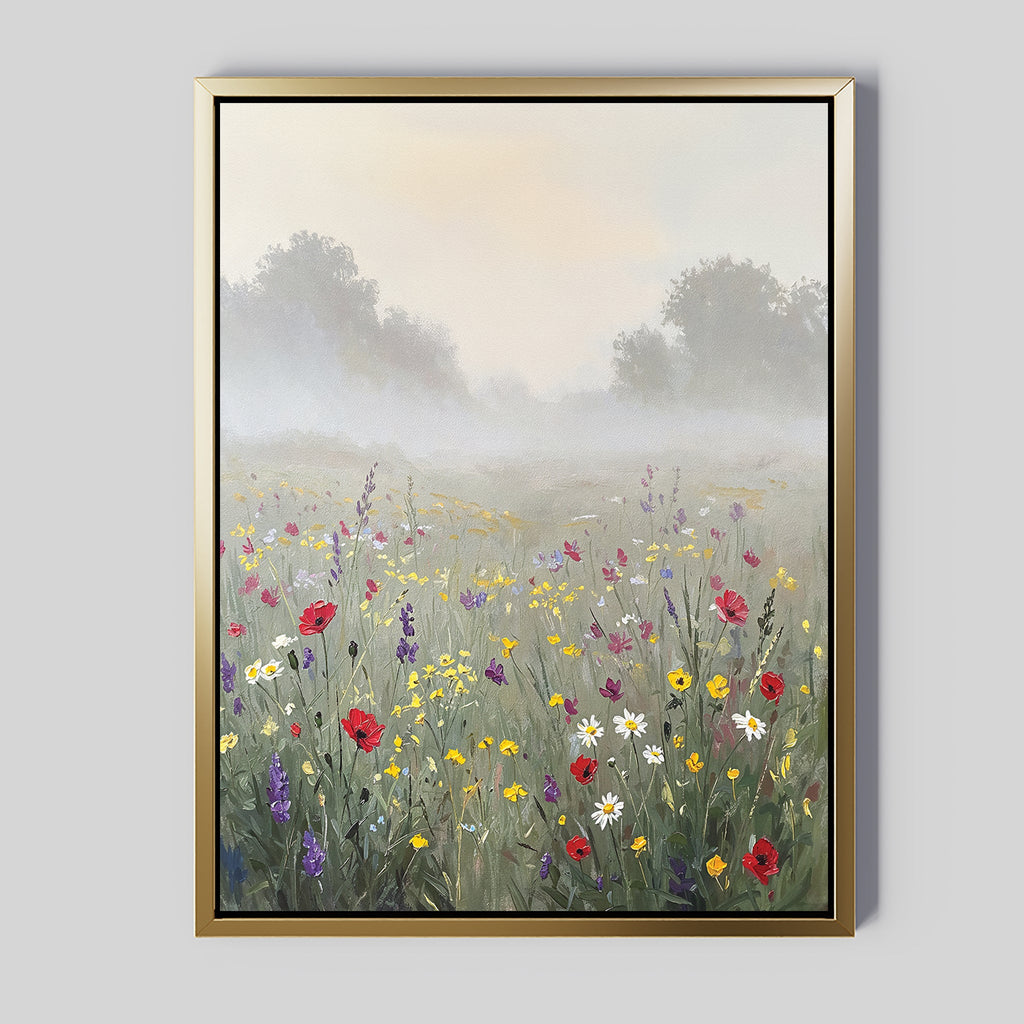 Whispers in the Wildflowers – green botanical canvas wall art print by Aspire Prints