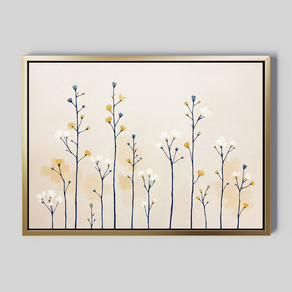 Whispers of the Wildflower Field Canvas Print – beige and white botanical canvas wall art print by Aspire Prints