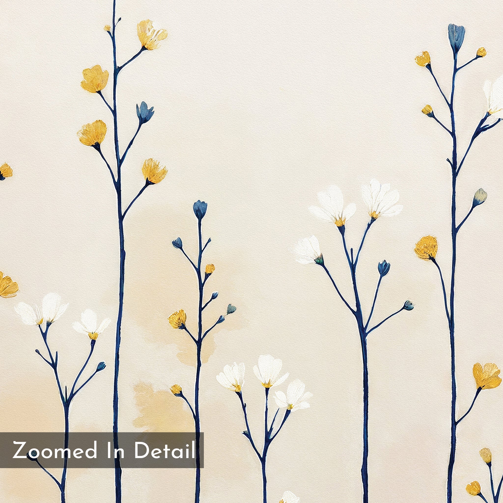Whispers of the Wildflower Field Canvas Print – beige and white botanical canvas wall art print by Aspire Prints