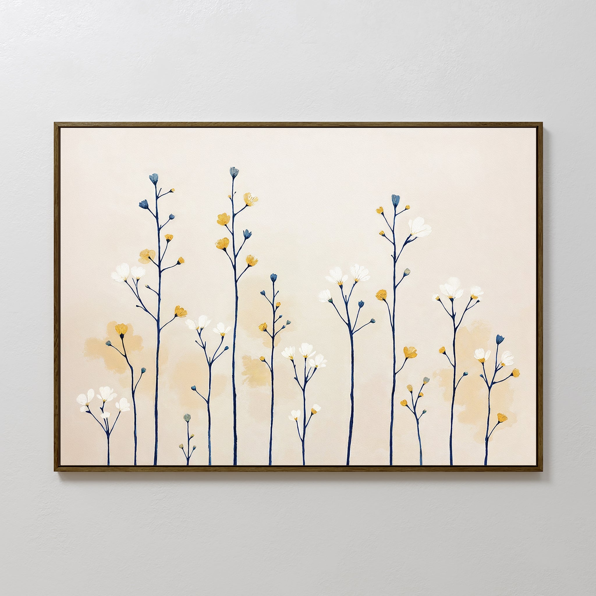 Whispers of the Wildflower Field Canvas Print – beige and white botanical canvas wall art print by Aspire Prints