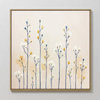 Whispers in the Wildflower Field – beige and white botanical canvas wall art print by Aspire Prints