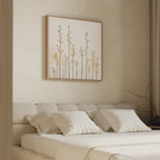 Whispers in the Wildflower Field – beige and white botanical canvas wall art print by Aspire Prints