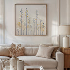 Whispers in the Wildflower Field – beige and white botanical canvas wall art print by Aspire Prints