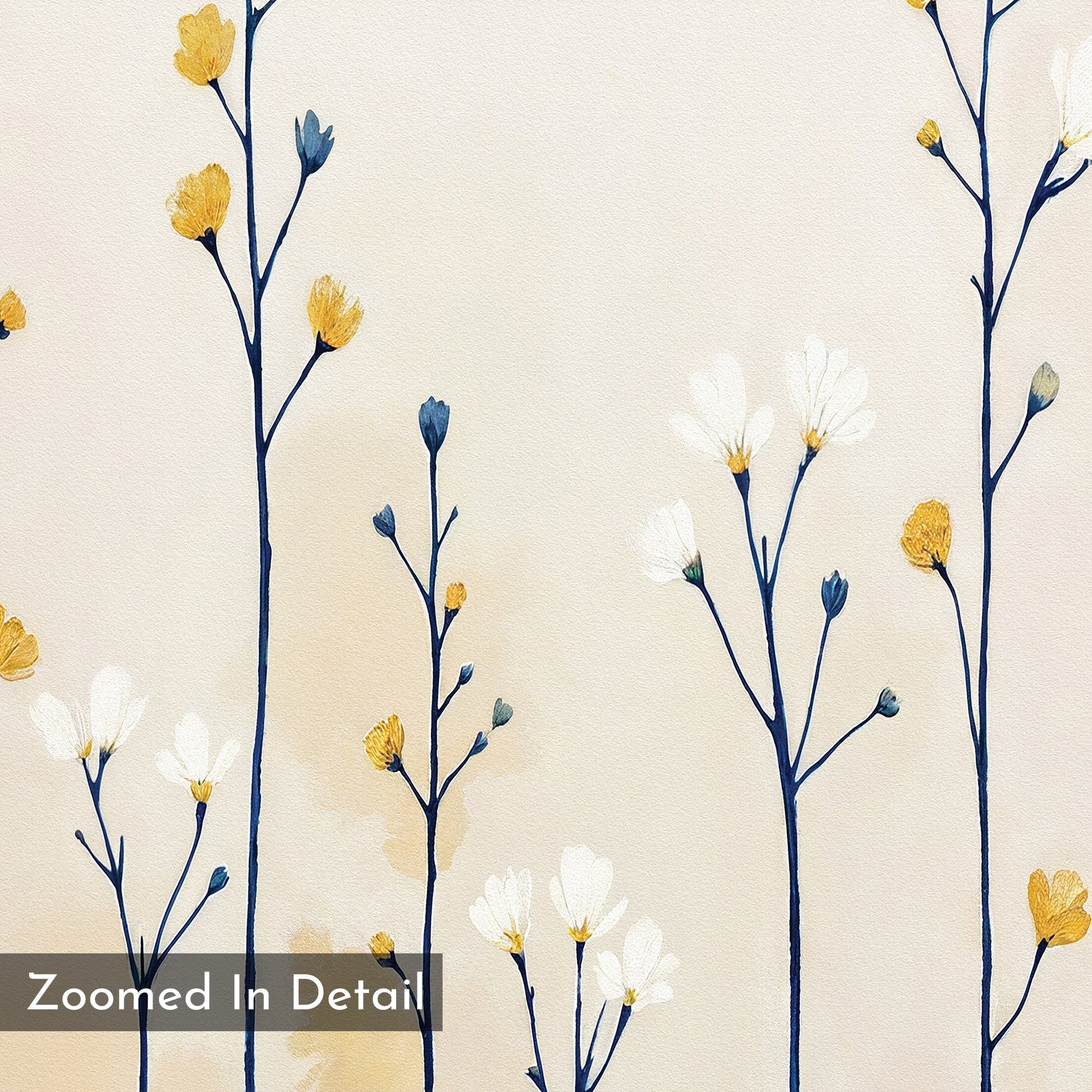 Whispers in the Wildflower Field – beige and white botanical canvas wall art print by Aspire Prints
