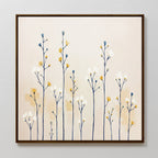 Whispers in the Wildflower Field – beige and white botanical canvas wall art print by Aspire Prints