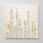Whispers in the Wildflower Field – beige and white botanical canvas wall art print by Aspire Prints