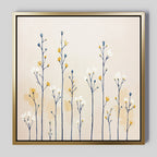 Whispers in the Wildflower Field – beige and white botanical canvas wall art print by Aspire Prints