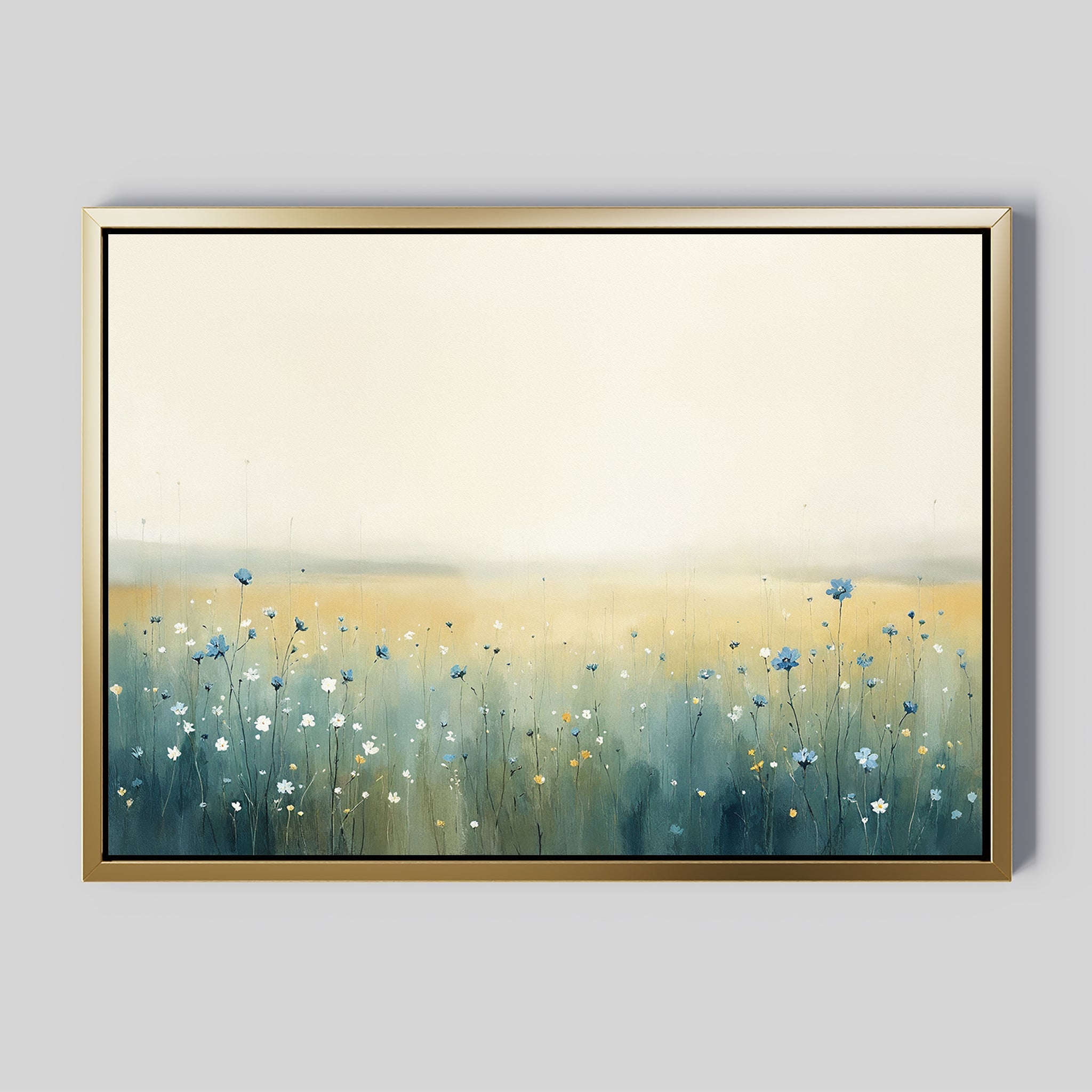 Wildflower Hush at Daybreak – blue botanical canvas wall art print by Aspire Prints