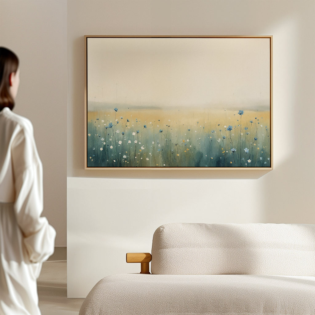 Wildflower Hush at Daybreak – blue botanical canvas wall art print by Aspire Prints