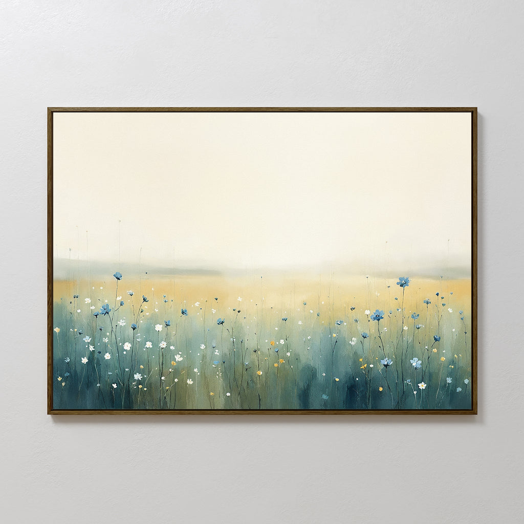 Wildflower Hush at Daybreak – blue botanical canvas wall art print by Aspire Prints
