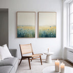 Wildflower Hush – Set of 2 Canvas Prints set of 2 – blue botanical canvas wall art by Aspire Prints