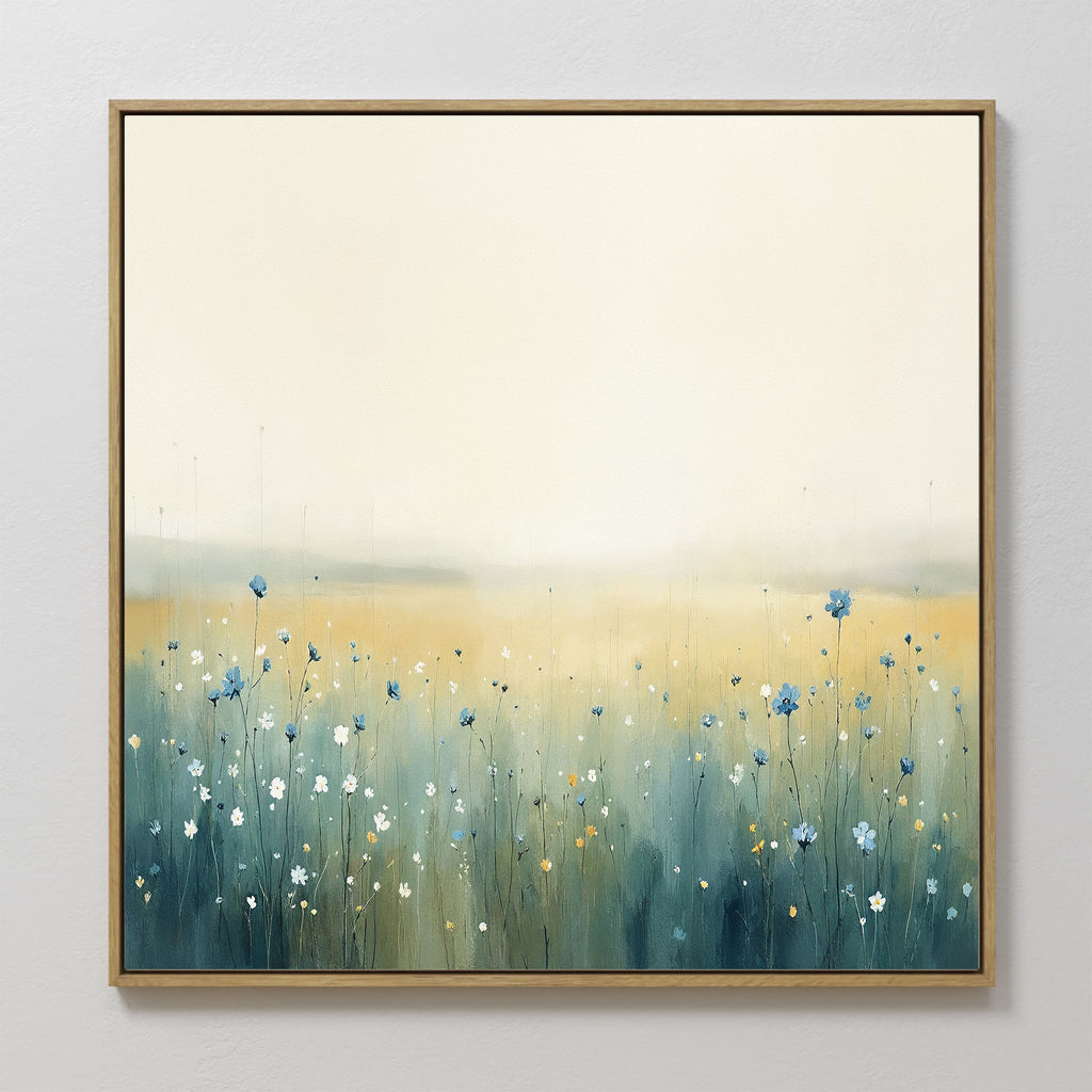 Wildflower Hush – blue botanical canvas wall art print by Aspire Prints