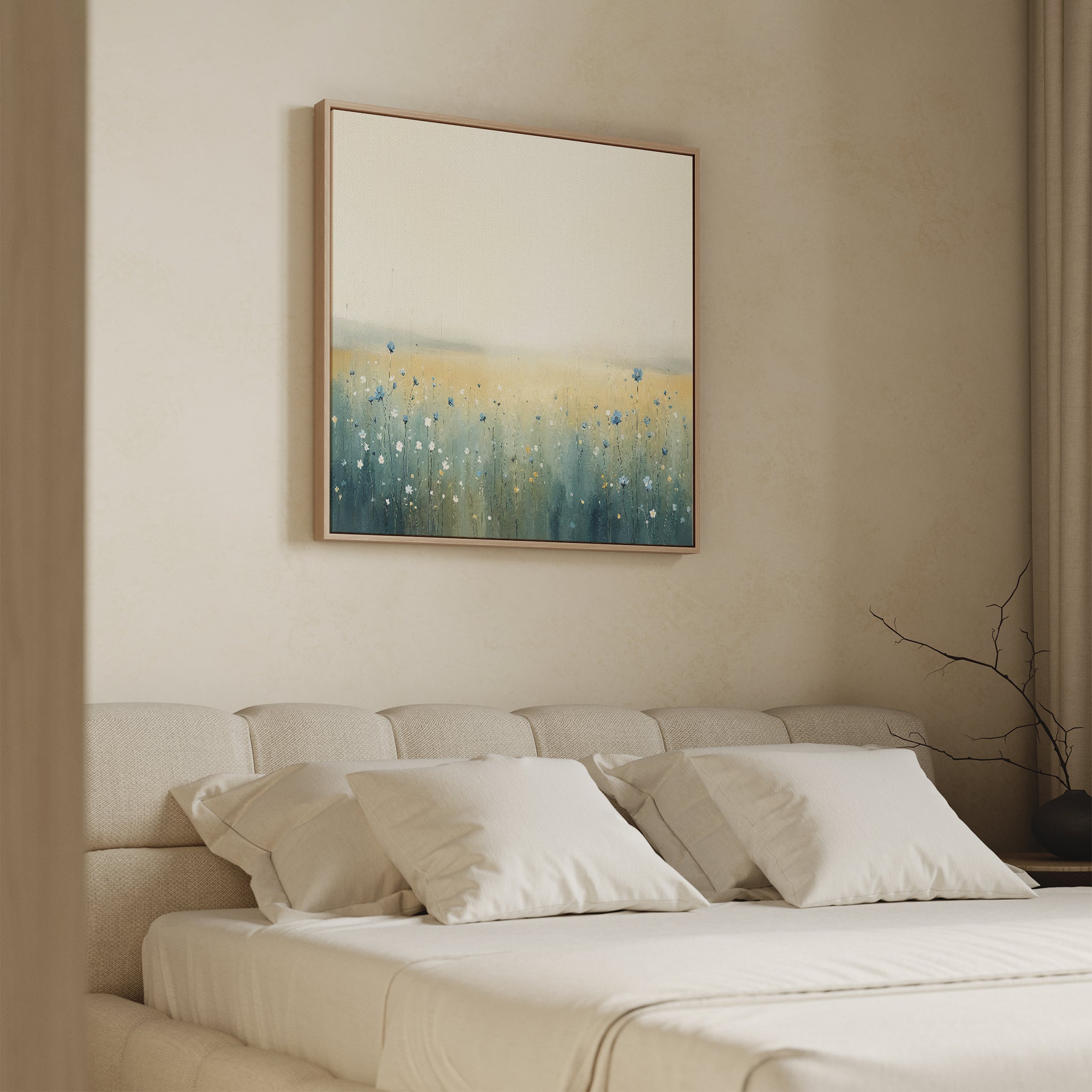 Wildflower Hush – blue botanical canvas wall art print by Aspire Prints