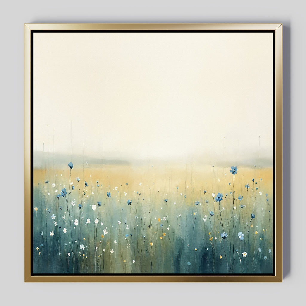 Wildflower Hush – blue botanical canvas wall art print by Aspire Prints