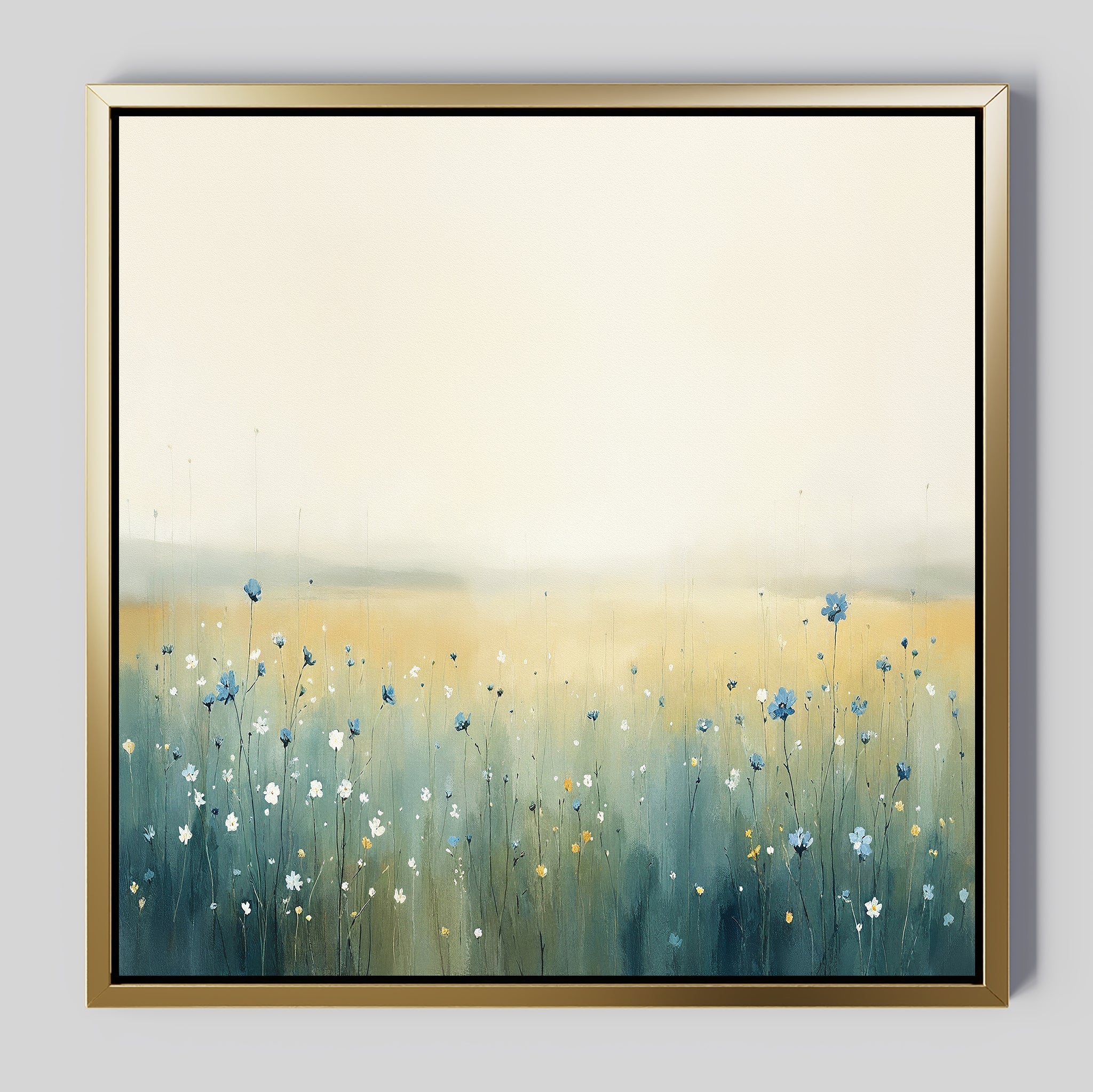 Wildflower Hush – blue botanical canvas wall art print by Aspire Prints