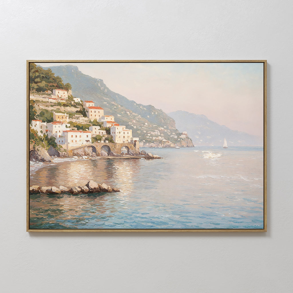 Whispers of the Amalfi Coast – multicolour vintage canvas wall art print by Aspire Prints