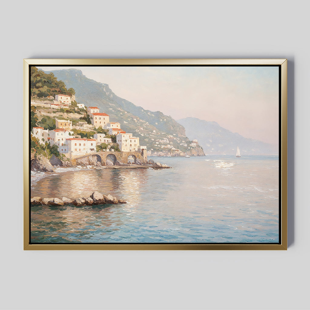 Whispers of the Amalfi Coast – multicolour vintage canvas wall art print by Aspire Prints