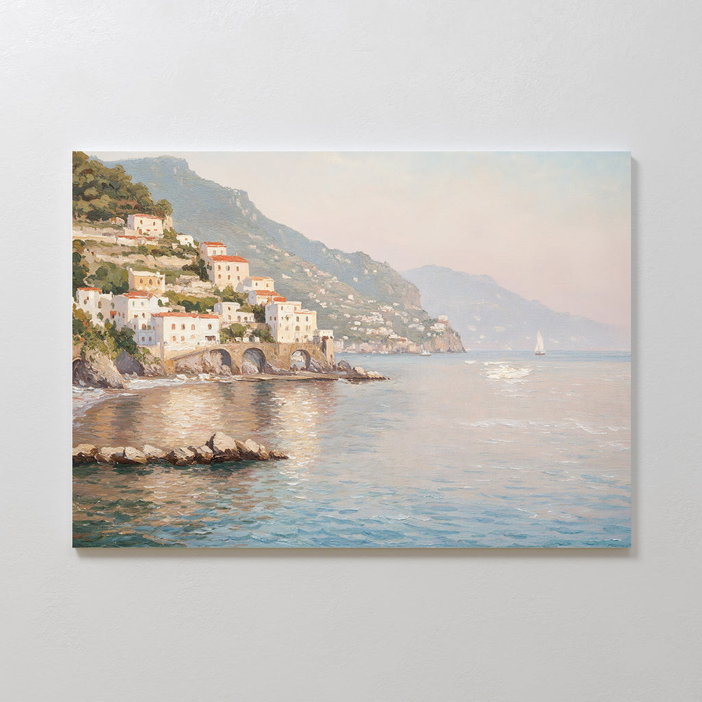 Whispers of the Amalfi Coast – multicolour vintage canvas wall art print by Aspire Prints