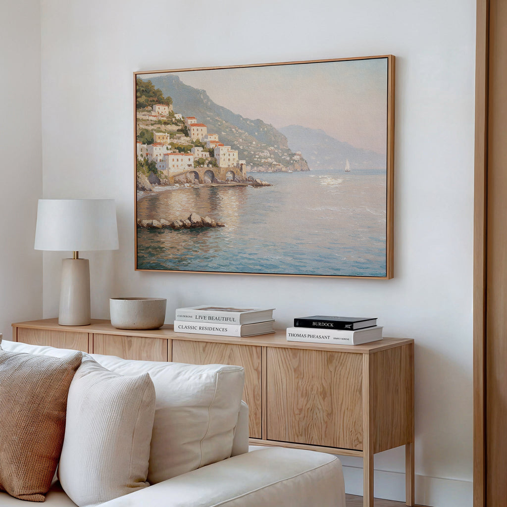 Whispers of the Amalfi Coast – multicolour vintage canvas wall art print by Aspire Prints