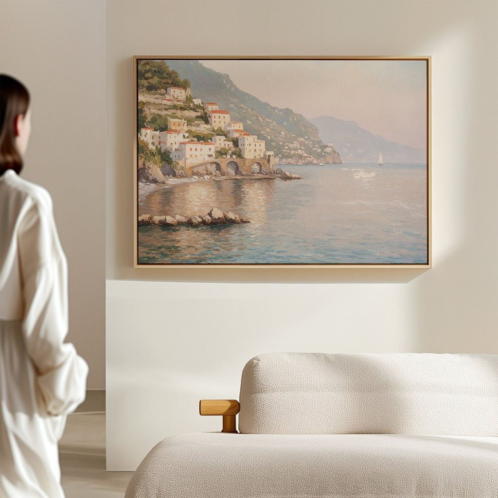 Whispers of the Amalfi Coast – multicolour vintage canvas wall art print by Aspire Prints