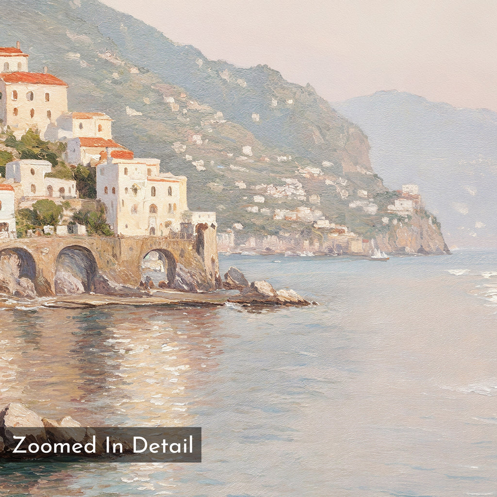Whispers of the Amalfi Coast – multicolour vintage canvas wall art print by Aspire Prints