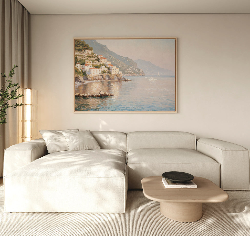 Whispers of the Amalfi Coast – multicolour vintage canvas wall art print by Aspire Prints